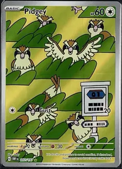 NM/MT Holo Pidgey Pokemon Card | Illustration Rare | S&V Obsidian Flames 207/197 - Image 1