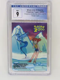 2000 Topps Pokemon Articuno Misty Movie 2000 Sticker Card CGC 9 - Image 1