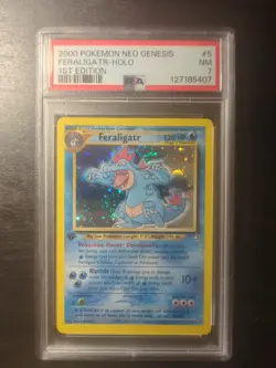 2000 POKEMON NEO GENESIS 1ST ED #5 FERALIGATR-HOLO PSA 7 - Image 1