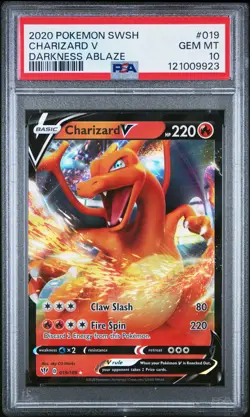 2020 POKEMON SWORD & SHIELD DARKNESS ABLAZE #019 CHARIZARD V PSA 10 - Image 1