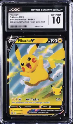 2021 POKEMON BLACK STAR PROMOS #SWSH143 PIKACHU V CGC 10 GEM MINT - Image 1