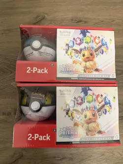 2 POKEMON PRISMATIC EVOLUTIONS ETB ELITE TRAINER BOX & POKEBALL SAMS CLUB BUNDLE - Image 1