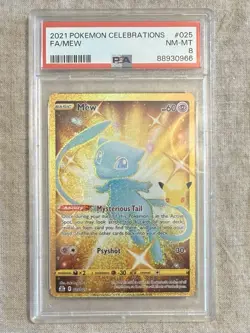 2021 Pokemon Celebrations Shiny Gold Mew #025 PSA 8 NM-MT - Image 1
