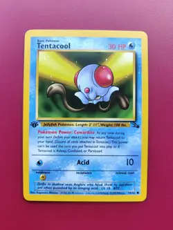 Pokemon TCG Tentacool Fossil 1st Edition Common 56/62 - Pack Fresh/ Mint - Image 1