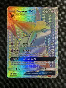 2017 Pokemon Sun & Moon Base Espeon GX Rainbow Rare Card 152/149 nm - Image 1