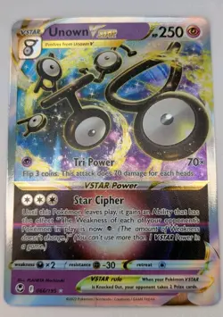 Unown VSTAR 066/195 Pokemon TCG Sword & Shield Silver Tempest Ultra Rare NM - Image 1