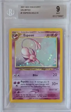 Pokemon TCG 2001 Espeon Holo Neo Discovery 1/75 Unlimited - Image 1
