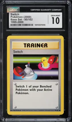CGC 10 GEM MINT Switch 95/102 Base Set 1999-2000 Pokemon Card - Image 1