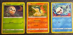 Pokemon TCG Rowlet SWSH220 Cyndaquil SWSH221 Oshawott SWSH222 Cosmos Holo NM - Image 1