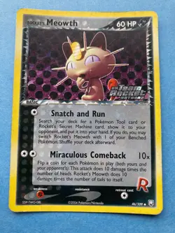 Pokemon Reverse/Stamped Holo Rocket’s Meowth- EX Team Rocket Returns- 46/109 - Image 1