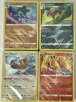 Brilliant Stars Prerelease Pokemon Promo set Moltres Lucario Bibarel Liepard NM - Image 2