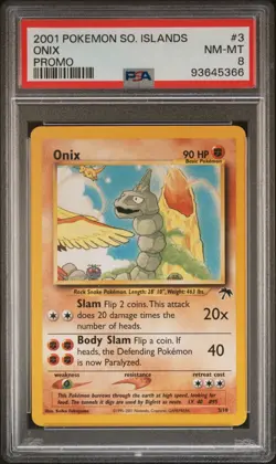 2001 POKEMON SOUTHERN ISLANDS PROMO 3 ONIX PSA 8 - Image 1