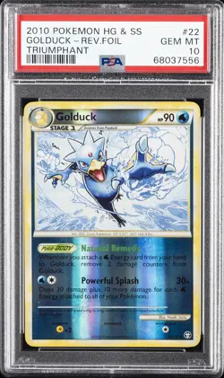 2010 POKEMON HEARTGOLD & SOULSILVER TRIUMPHANT #22 GOLDUCK-REVERSE FOIL PSA 10 - Image 1