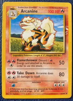 Arcanine 23/102 INK BLOT ERROR Pokemon Base Set (1999) Vintage WOTC - NM/LP - Image 1