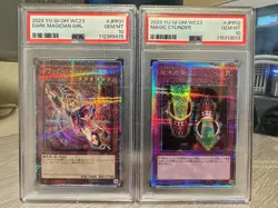 Yugioh! Dark Magician Girl & Magic Cylinder Japanese Set WC 2023 PSA 10 Gem Mint - Image 1