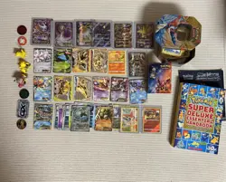 Pokemon Collection Most 2015-17 150+ Cards Tin Books Game Pieces Mini Binder - Image 1