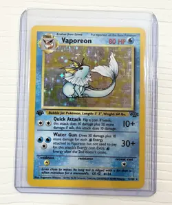 Pokemon TCG Vaporeon Holo Rare Card First Edition 12/64 Jungle Set 1999 S3 - Image 1