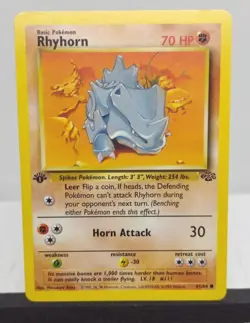 Rhyhorn 61/64 1st Edition NM Near Mint Jungle Set Pokemon Card - FREE SHIPPING - Image 1