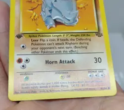 Rhyhorn 61/64 1st Edition NM Near Mint Jungle Set Pokemon Card - FREE SHIPPING - Image 3