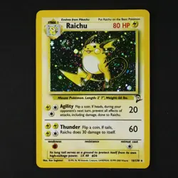 Pokemon Raichu Holo Rare Card 16/130 Base Set 2 WOTC NM-MINT SWIRL - Image 1