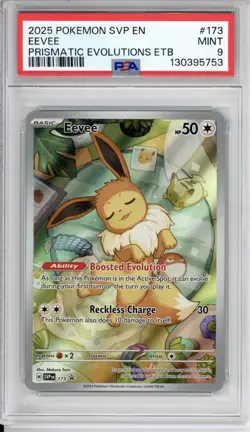 PSA 9 Eevee Pokemon S&V Prismatic Evolutions Black Star Promo Holo 173 - Image 1