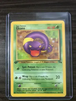Ekans 46/62 Fossil 1st Edition WotC Pokemon Card LP-NM - Image 1