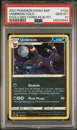 2021 POKEMON UMBREON HOLO PROMO SWSH129 PSA 10 GEM MINT SWORD & SHIELD - Image 1