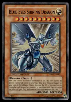 Yu-Gi-Oh! LIMITED EDITION Blue-Eyes Shining Dragon #MOV-EN001 Heavy Play - Image 1