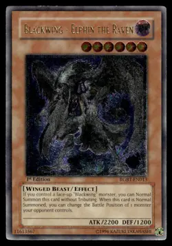 Yu-Gi-Oh! 1st Edition Blackwing - Elphin the Raven #RGBT-EN013 Light Play - Image 1
