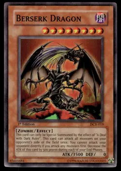 Yu-Gi-Oh! 1st Edition Berserk Dragon #DCR-019 Light Play - Image 1