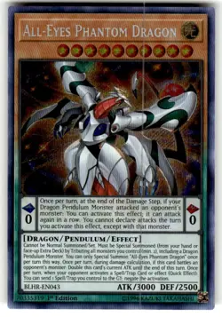 Yugioh All-Eyes Phantom Dragon BLHR-EN043 Secret Rare 1st Ed NM - Image 1