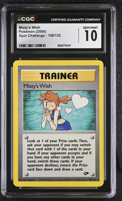 CGC 10 GEM MINT Misty's Wish 2000 Gym Challenge 108/132 Pokemon Card - Image 1
