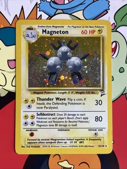Magneton 9/130 Base Set 2 Unlimited Holo Rare 2000 WOTC Pokemon TCG Card LP - Image 1