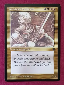 Magic The Gathering LEGENDS BARKTOOTH WARBEARD black/red card MTG - Image 1