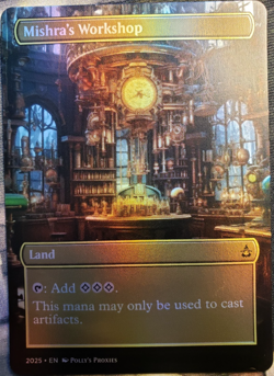 Mishra's Workshop FOIL Proxy Playtest Card with Custom Steampunk Art Design - Image 1