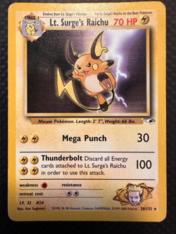 Lt. Surge's Raichu - 28/132 - Pokemon Gym Heroes Non-Holo Rare Card WOTC HP - Image 1