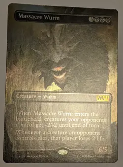MTG English Magic Card NM FOIL BORDERLESS MASSACRE WURM from Core 2021 M21 - Image 1
