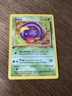 Ekans 1st Edition Pokemon Card 46/62 Fossil Set Near Mint LP - Image 1
