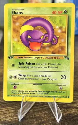 Ekans 1st Edition Pokemon Card WOTC 46/62 Fossil Set Vintage 1999 MINT - Image 1