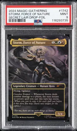 2024 MTG SECRET LAIR DROP MARVEL'S STORM-FOIL #1742 STORM, FORCE OF NATURE PSA 9 - Image 1
