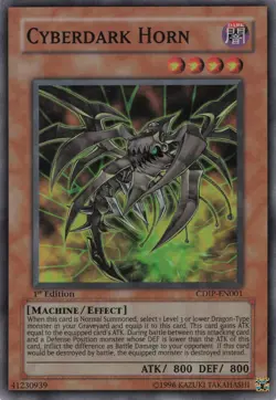 Yugioh Cyberdark Horn CDIP-EN001 Super Rare 1st Edition LP - Image 1