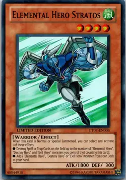 Yugioh Elemental HERO Stratos CT07-EN006 Limited Edition Super Rare NM - Image 1