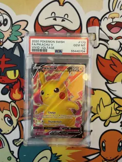 2020 Pokemon Vivid Voltage Pikachu V Full Art #170/185 PSA 10 - Image 1