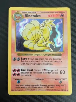 Pokemon TCG Ninetales 12/102 Holo Rare Base Set Shadowless HP - Image 1