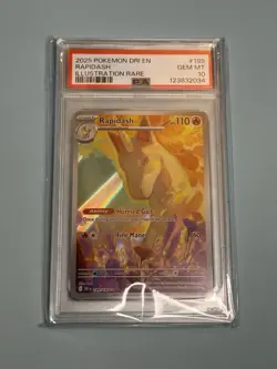 2025 POKEMON DRI EN-DESTINED RIVALS #189 RAPIDASH ILLUSTRATION RARE PSA 10 - Image 1