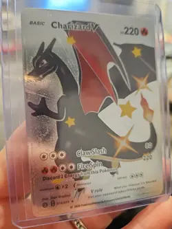 Charizard V Silver Foil Fan Art Vinyl Textured Collector Pokemon Black Wing - Image 2