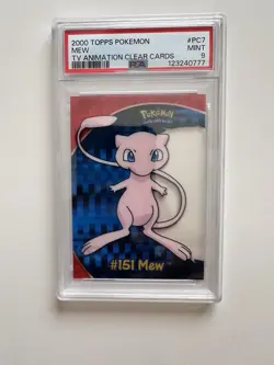 2000 TOPPS POKEMON TV ANIMATION CLEAR CARDS MEW #PC7 PSA 9 MINT - Image 1