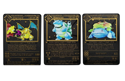 Pokemon cards Charizard, Blastoise, and Venusaur - Black Metal Cards - Image 1