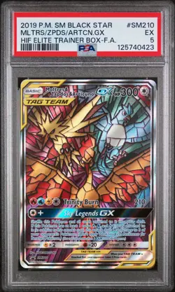 2019 Pokemon Moltres & Zapdos & Articuno GX #SM210 Black Star Promo Card PSA 5 - Image 1