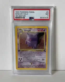 1999 POKEMON FOSSIL 1ST EDITION #5 GENGAR-HOLO PSA 7 Near Mint - Image 1